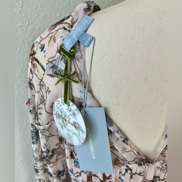 ANTONIO MELANI x Nicola Bathie Floral Long Sleeve Dress - Pink and Cream - Picture 9 of 10